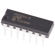 A/D Converter (ADC) MCP3204 12-Bit 4-Channel with SPI Interface IC DIP-14 Package