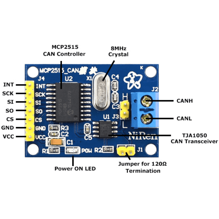 51 MCU Arm Controller MCP2515 Can Bus Module Board TJA1050 Receiver SPI