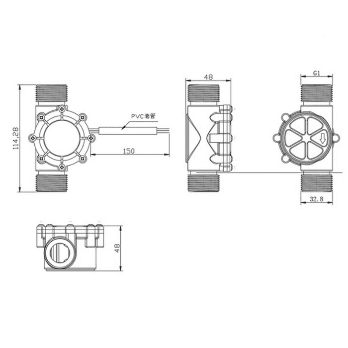 YF-G1 DN25 1-Inch Water Flow Sensor