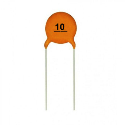 Five pieces in a pack of 10pF 50V ceramic capacitors