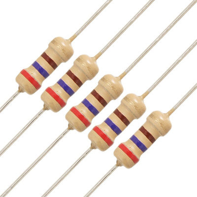 A pack of five 4.7 ohm, 1/2 watt resistors.