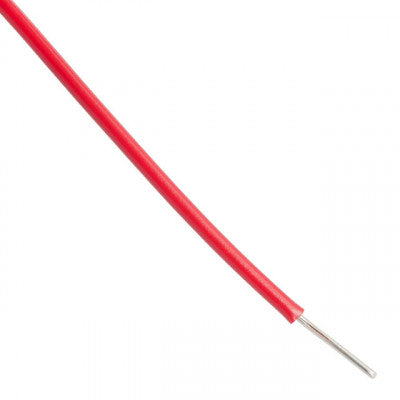 Red, 5-meter, single-strand hookup wire with a gauge of 22AWG