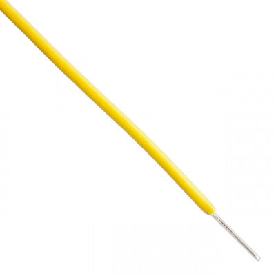 25AWG (gauge) single strand hookup wire in yellow, measuring 5 meters