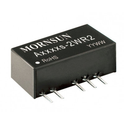 The Mornsun 24V to ±12V DC-DC Converter 2W Power Supply Module is a tiny SIP package, with number A2412S-2WR2.