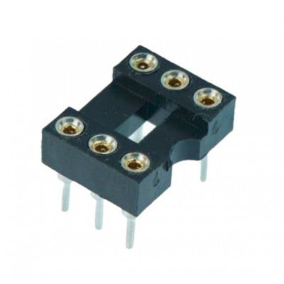 Round-holed, 6-pin machined IC base/socket