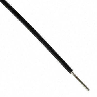 Black, 5-meter, single-strand hookup wire with a gauge of 22AWG