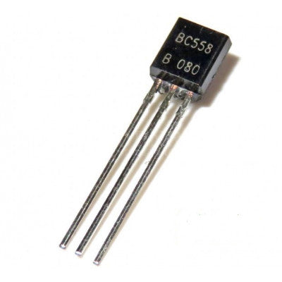 Five-piece pack of BC558 PNP General Purpose Transistor, 30V, 100mA, TO-92 package