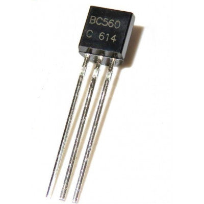 Five pieces in a package of BC560 PNP General Purpose Transistor 45V 100mA TO-92.