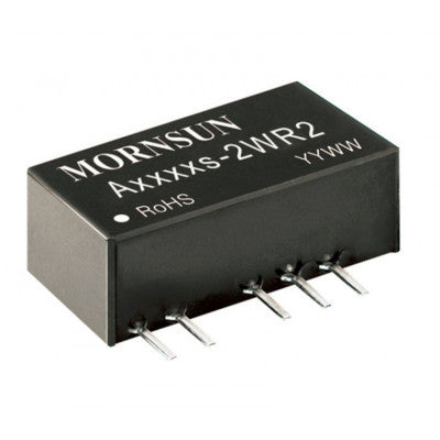 The Mornsun 5V to ±12V DC-DC Converter 2W Power Supply Module is a tiny SIP package, with number A0512S-2WR2.