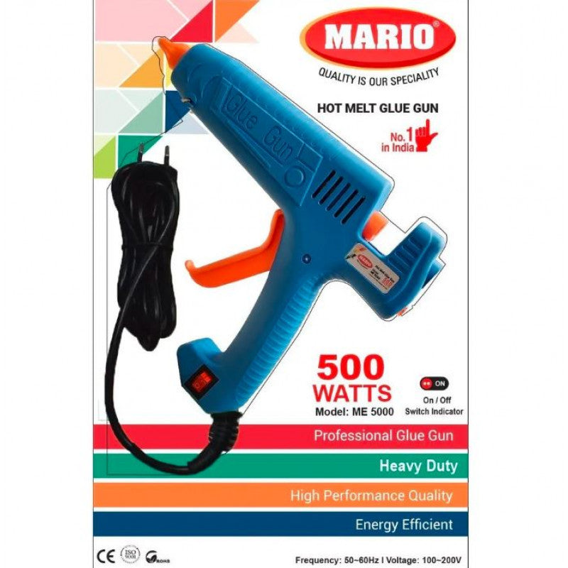 MARIO ME-5000 Ultra High Performance 500 Watt Hot Melt Glue Gun with Nozzle Guard for Excessive Use