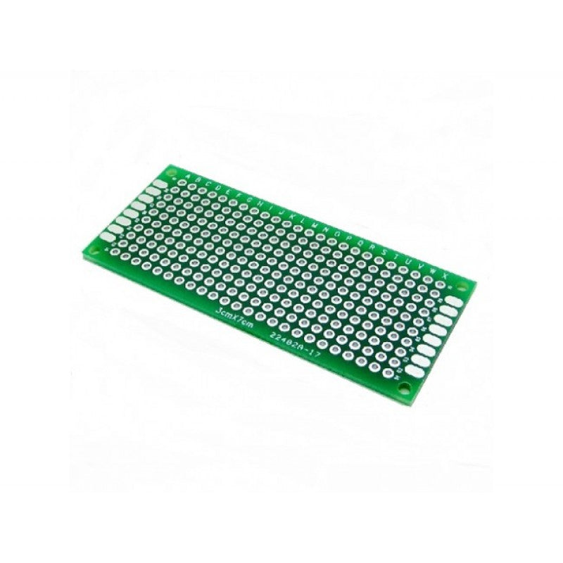 Double-Sided Universal PCB Prototype Board, 3 by 7 cm.