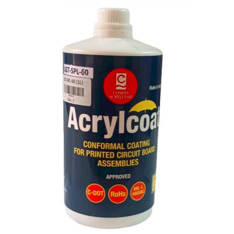 Solderable - 1 Litre Acrylcoat LGT-SPL-60 Conformal Coating for PCB Assemblies