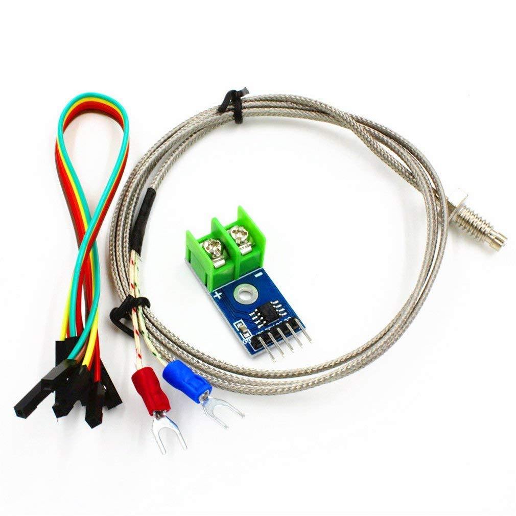 K Type Thermocouple Temperature Sensor + DC 3-5V MAX6675 Module Thermocouple Sensor Set M6 Screw and Jumper Wire F to F 5 Pieces