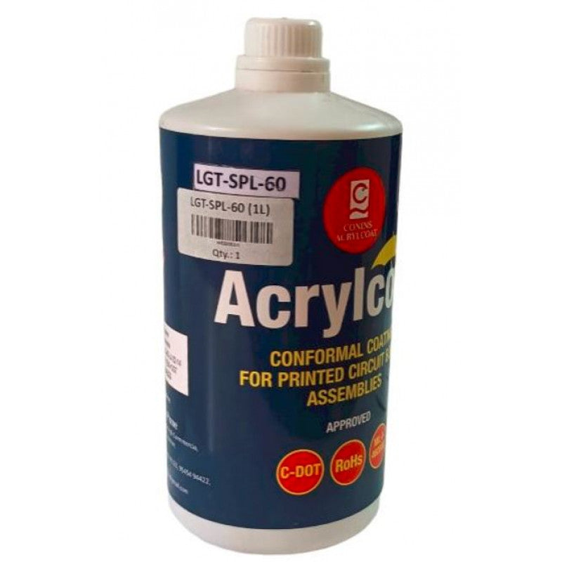 Solderable - 1 Litre Acrylcoat LGT-SPL-60 Conformal Coating for PCB Assemblies