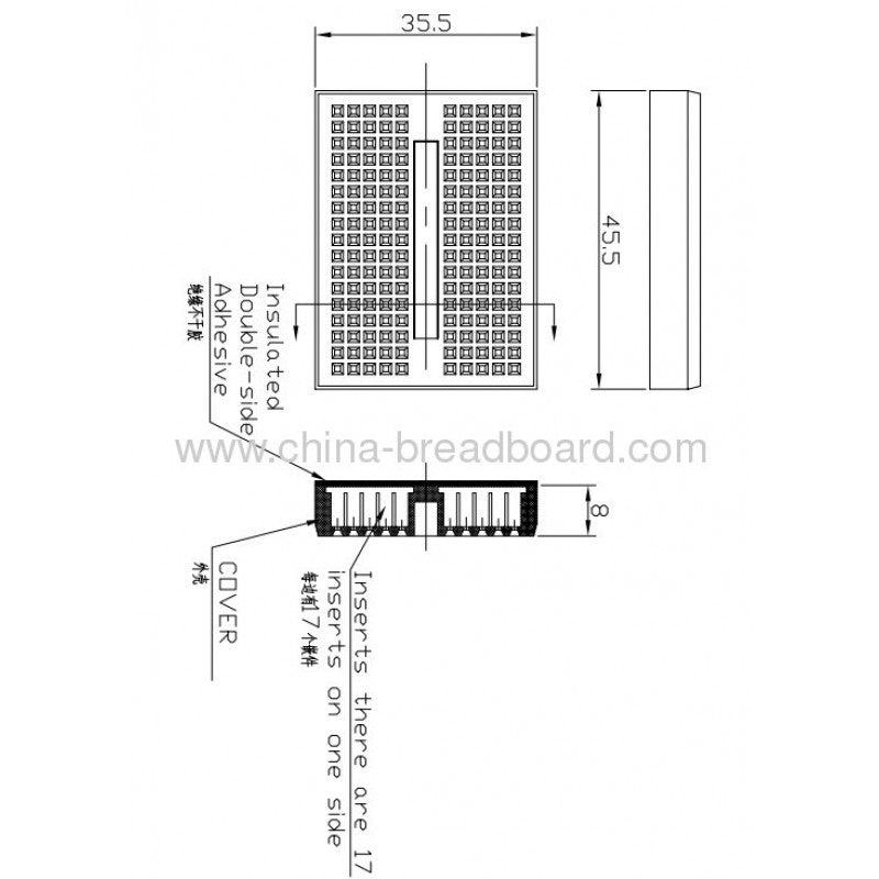 Mini Breadboard SYB-170 White with 170 Points