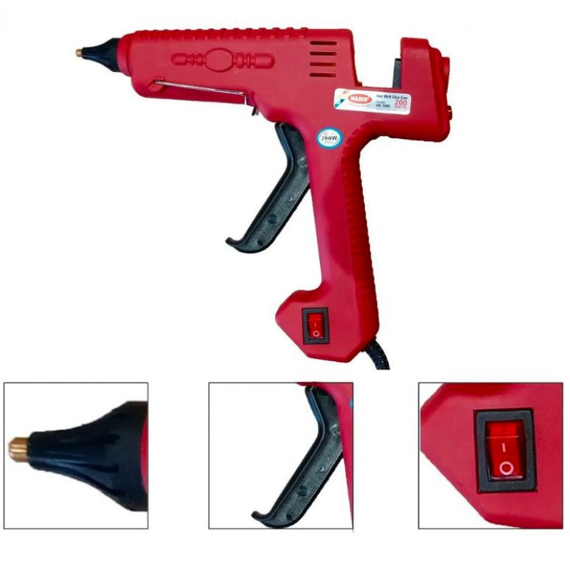 MARIO ME-2000 200 Watt Hot Melt Glue Gun: Exceptionally High Performance with Nozzle Protection for Heavy Use