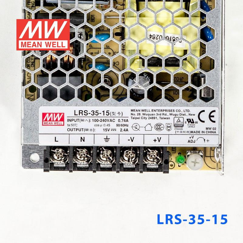 Mean Well SMPS - LRS-35-15 - 15V 2.4A - 36W Metal Power Supply