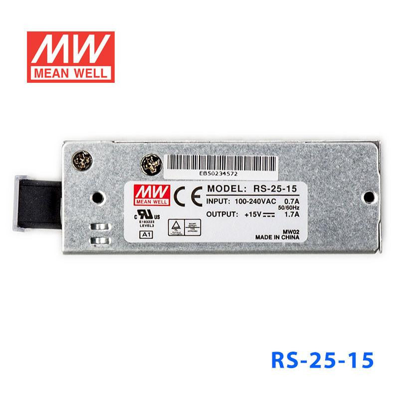 Mean Well SMPS - RS-25-15, 15V 1.7A, 25W Metal Power Supply