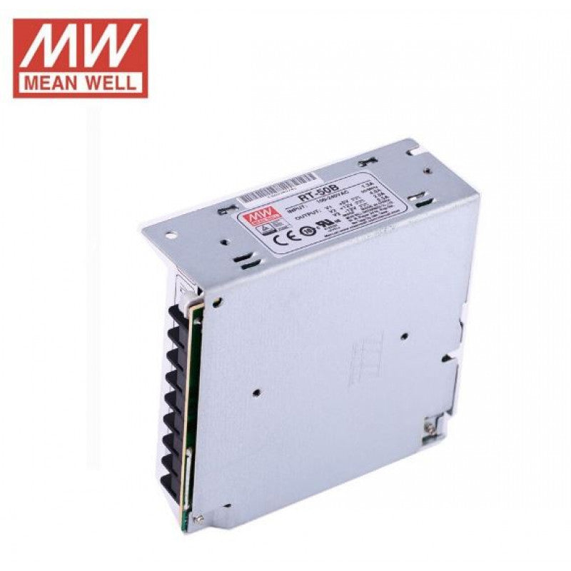 RT-50B Mean Well SMPS - 50W Triple Output Metal Power Supply with 5V/4A, 12V/2A, and -12V 0.5A Outputs