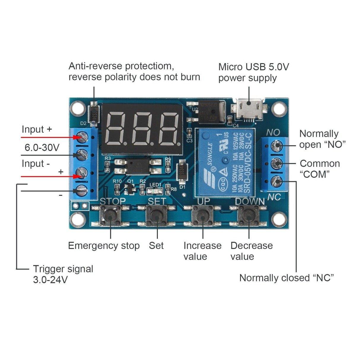 DC Single-Way Relay Module, 6V-30V