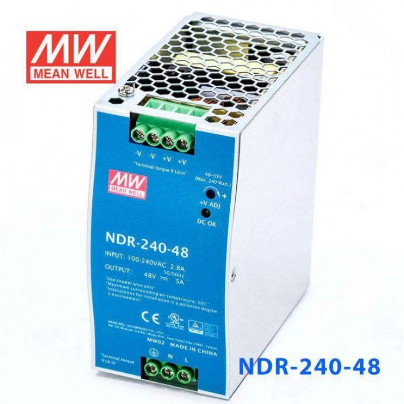 NDR-240-48 Din Rail Metal Power Supply - 48V 5A-240W Mean Well SMPS