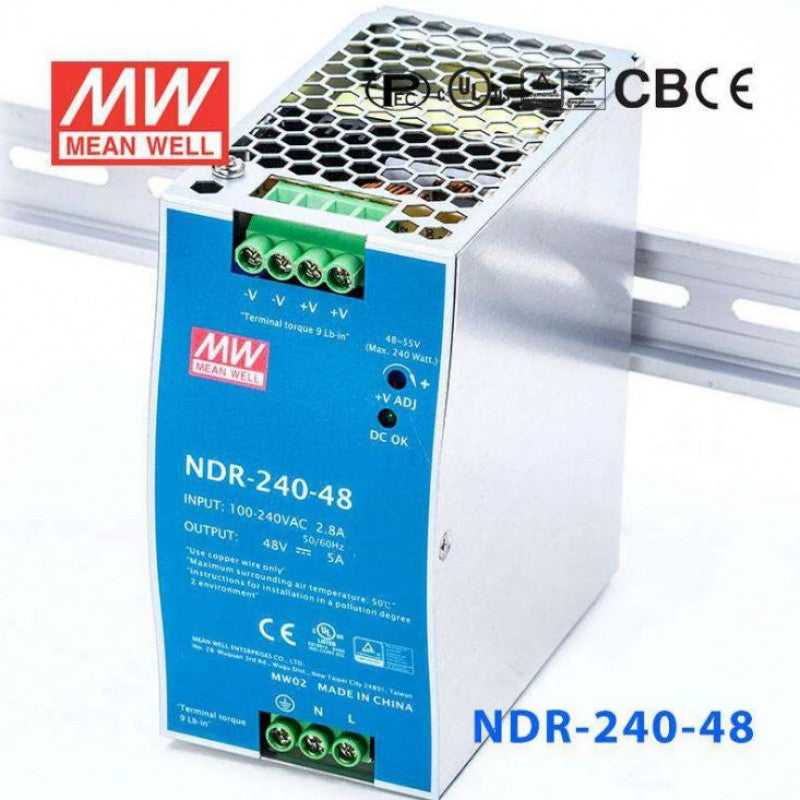 NDR-240-48 Din Rail Metal Power Supply - 48V 5A-240W Mean Well SMPS