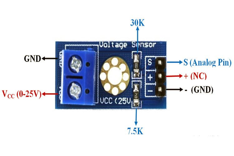 Pack of 25 Voltage Sensor Modules, 25V