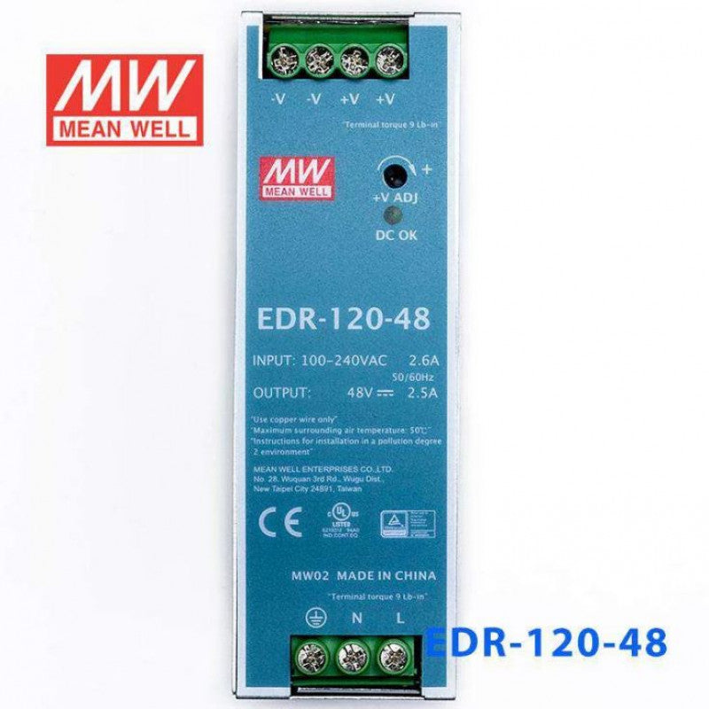 EDR-120-48 Din Rail Metal Power Supply - 48V 2.5A 120W Mean Well SMPS