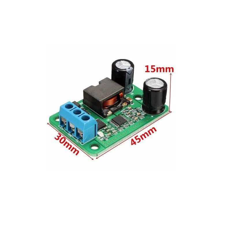 In place of LM2596S, this DC-DC Step-Down Buck Converter Power Supply Module operates from 24V to 12V, 9V to 5V, 5A, and 25W.